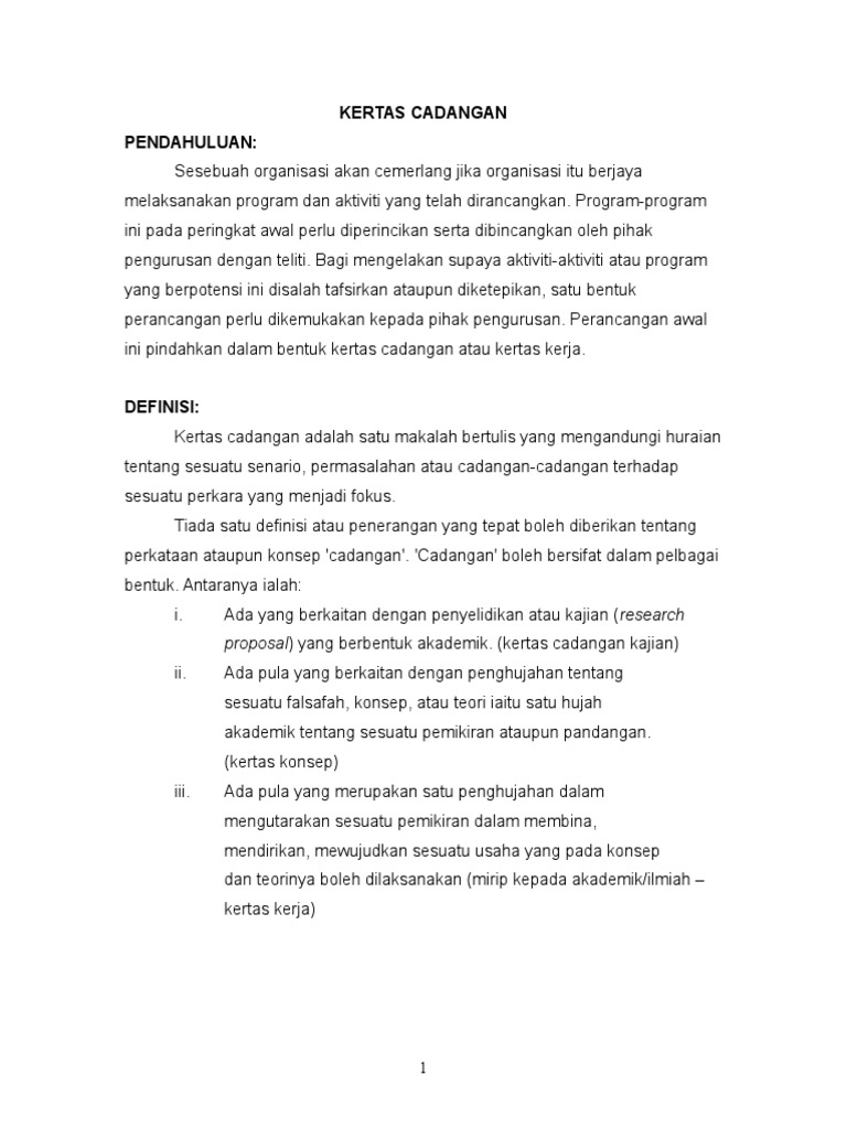 Nota Kertas Cadangan Pdf