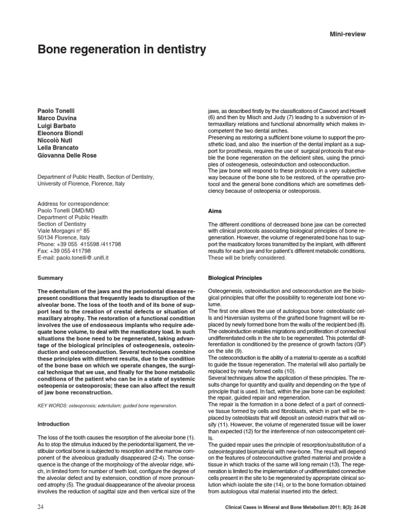 Bone Regeneration in Dentistry | PDF | Dental Implant | Osteoporosis