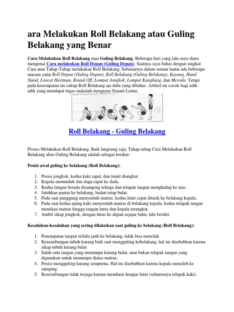 Ara Melakukan Roll Belakang Atau Guling Belakang Yang Benar