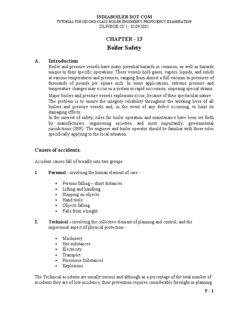 Boiler Safety: Chapter - 13 | PDF | Boiler | Combustion