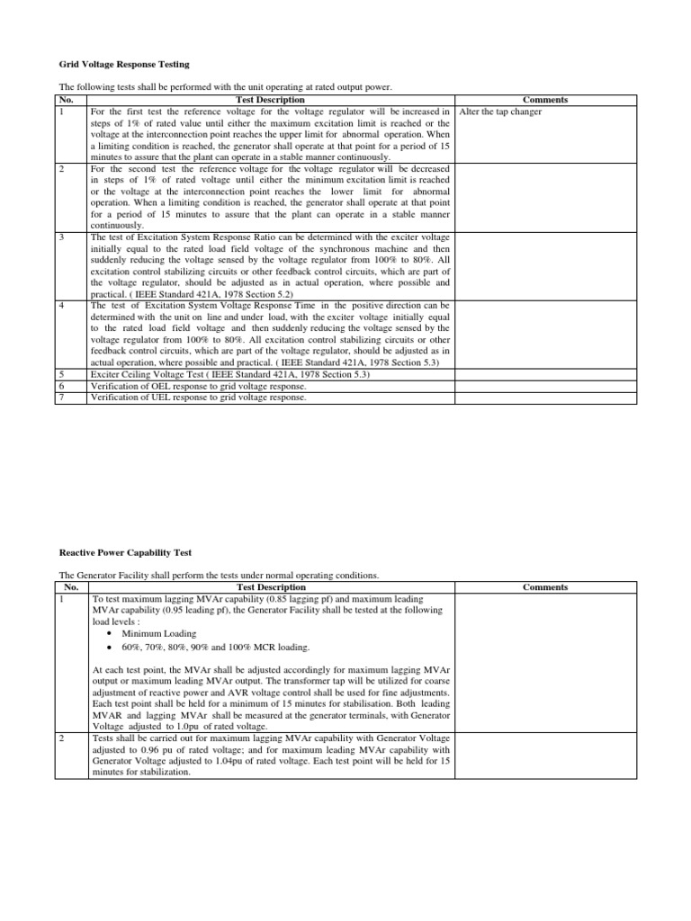 Grid Voltage Response Testing | PDF | Electric Generator | Electrical ...