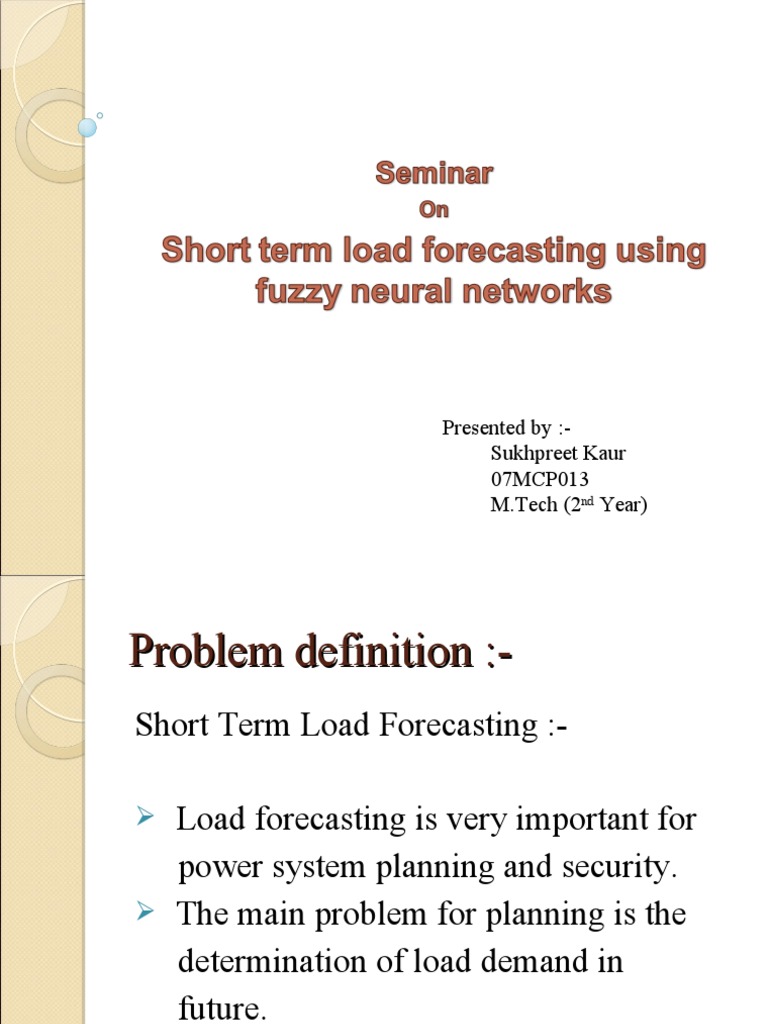 Short Term Load Forecasting Techniques | PDF | Fuzzy Logic | Artificial ...