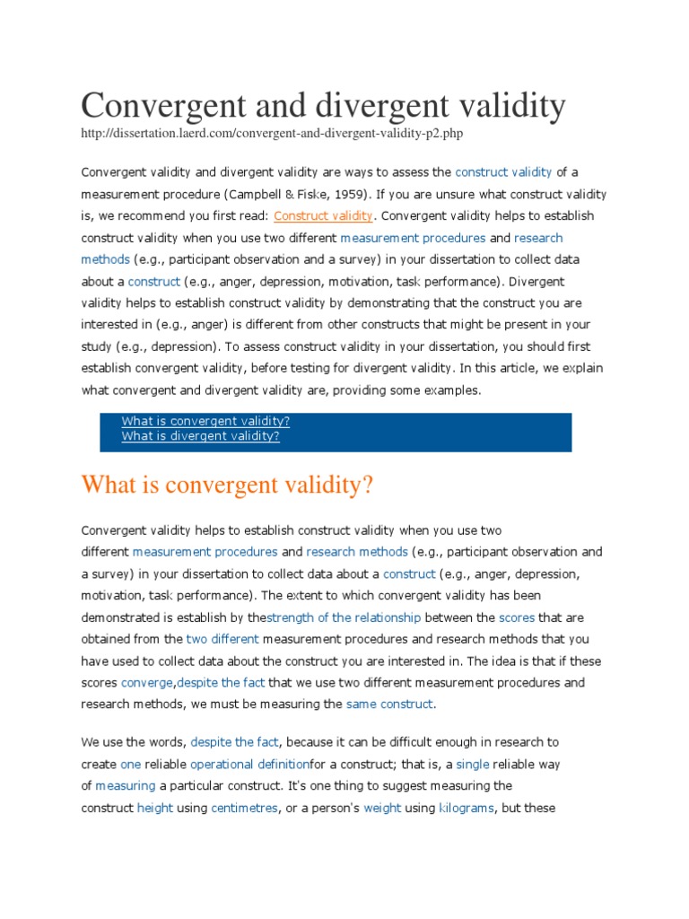 Convergent and Divergent Validity Explained | PDF | Validity ...
