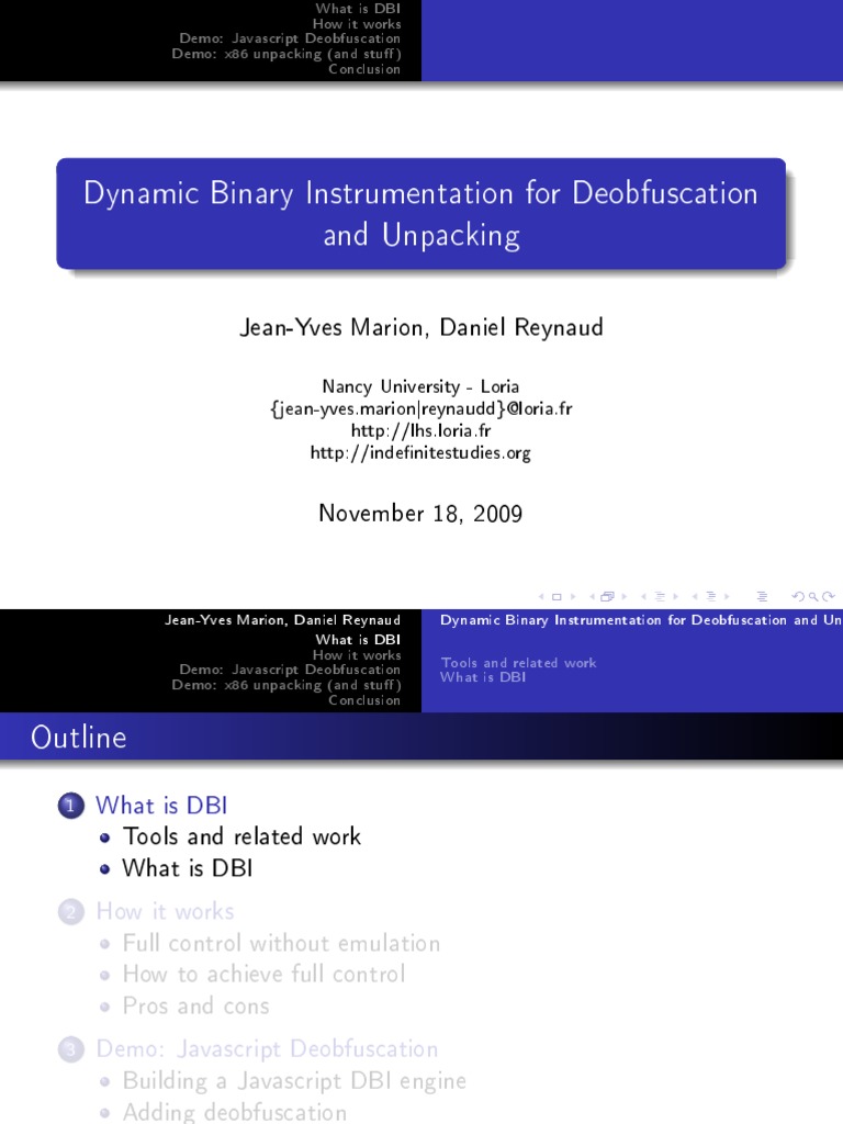Dynamic Binary Instrumentation For Deobfuscation and Unpacking | PDF ...
