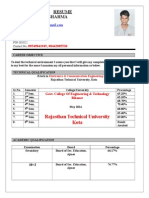 Resume Ashok Kumar Sharma: Rajasthan Technical University Kota