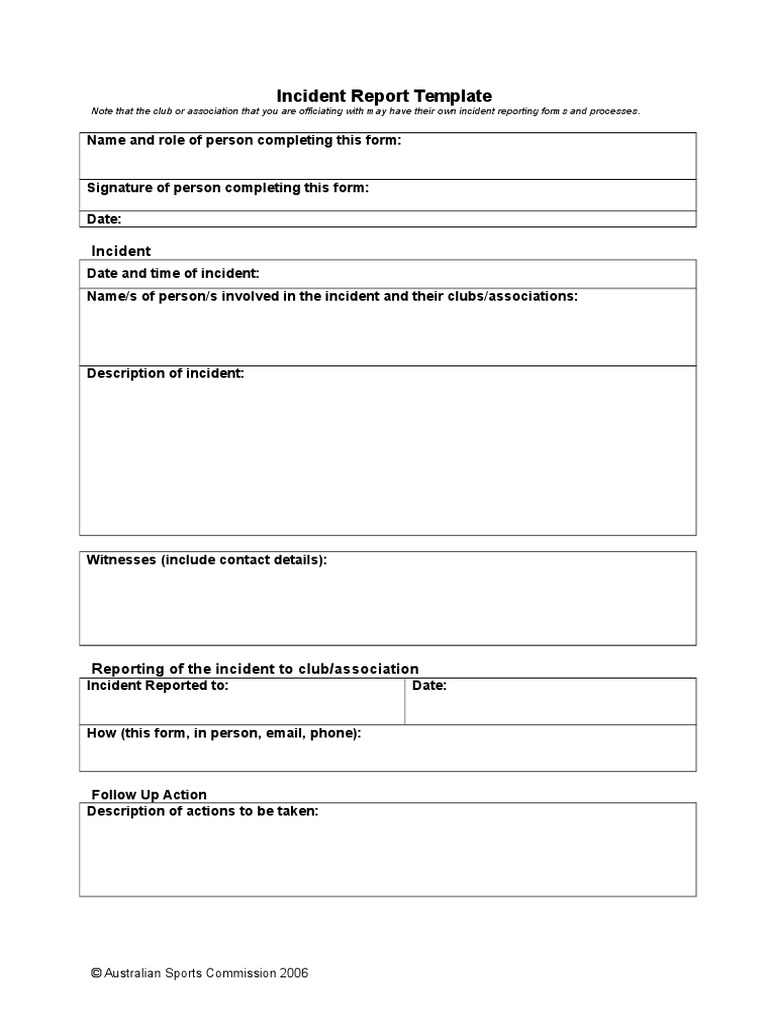 Incident Report Template  PDF Within Customer Incident Report Form Template