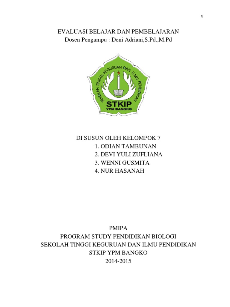 Contoh Makalah Evaluasi Pembelajaran