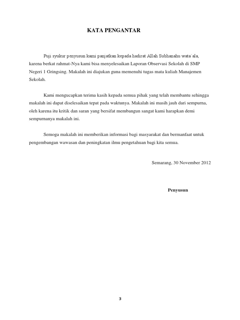 Contoh Makalah Observasi Sekolah