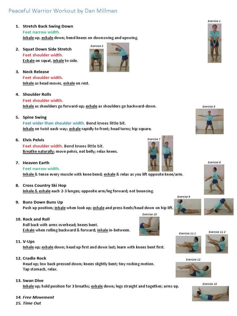 Dan Millman Peaceful Warrior Workout Exhalation Knee