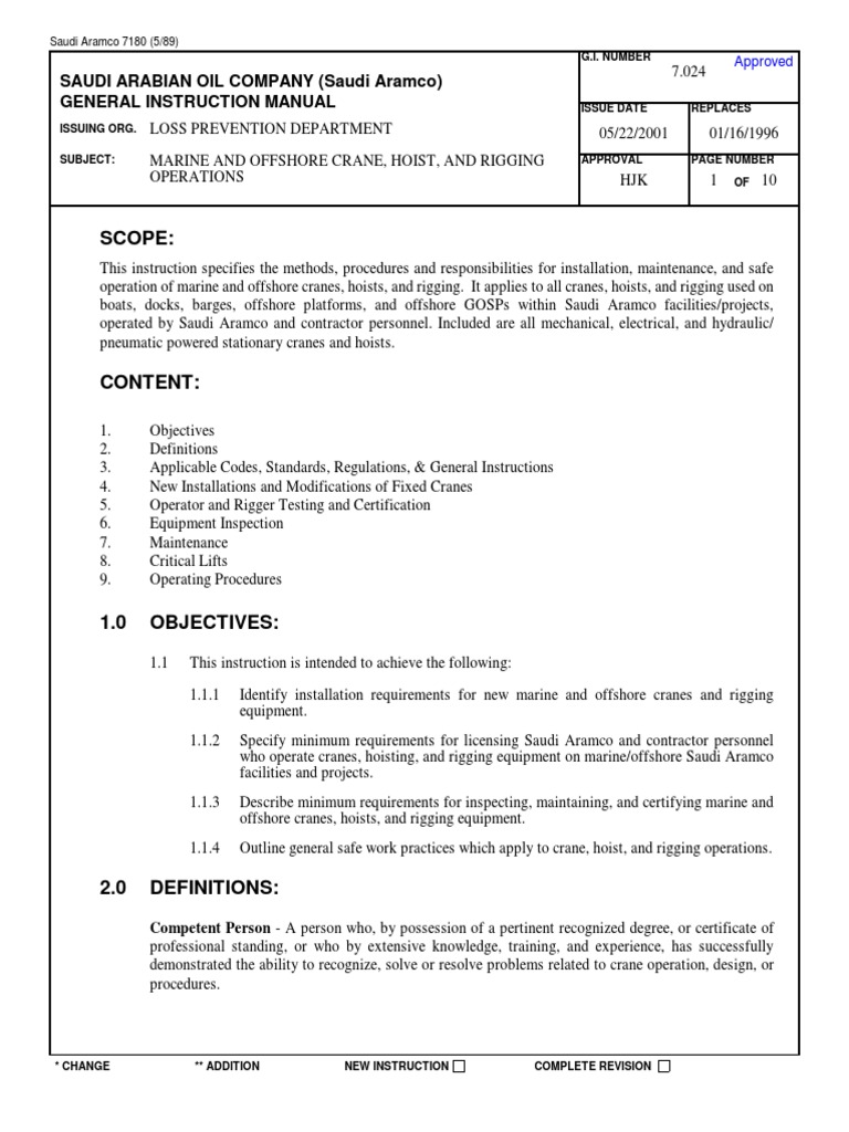 Aramco Marine Crane and Rigging Standards | PDF | Business | Computers