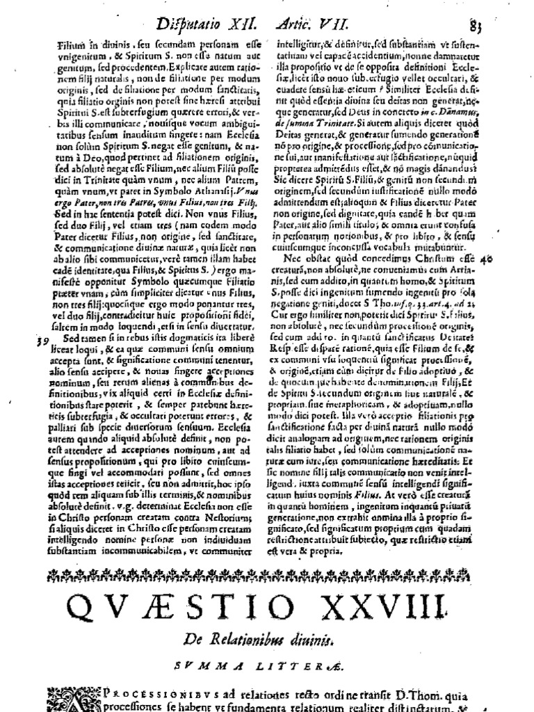 Ct 1642 Ed T1b 02 Q 28 De Relationibus Divinis
