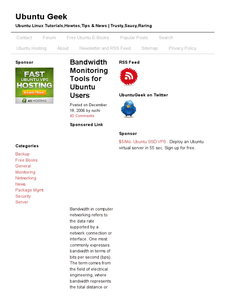 Bandwidth Monitoring PDF Ubuntu (Operating System) Bandwidth