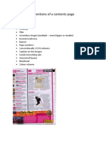 Codes and Conventions of a Contents Page