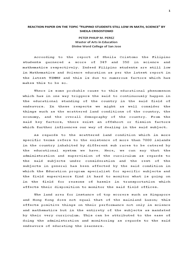 Sample reaction paper pdf picture