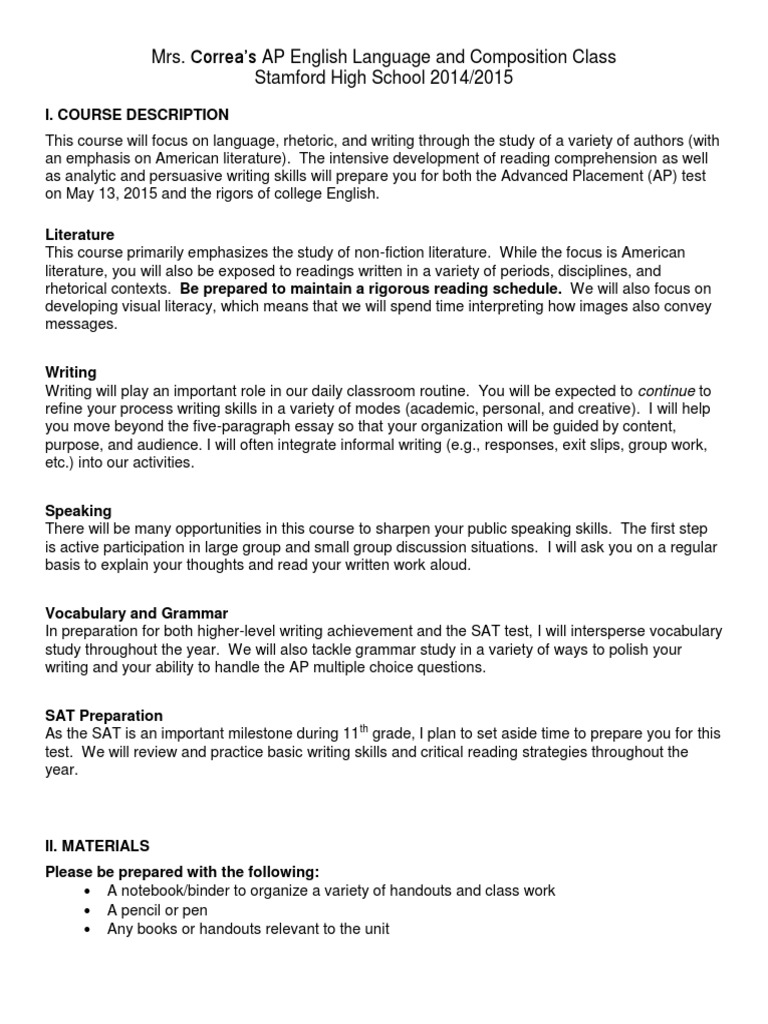 Aplangcontract 2014 | PDF | Advanced Placement | Test (Assessment)