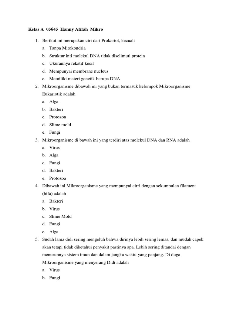 Soal Dan Jawaban Mikrobiologi Kebidanan