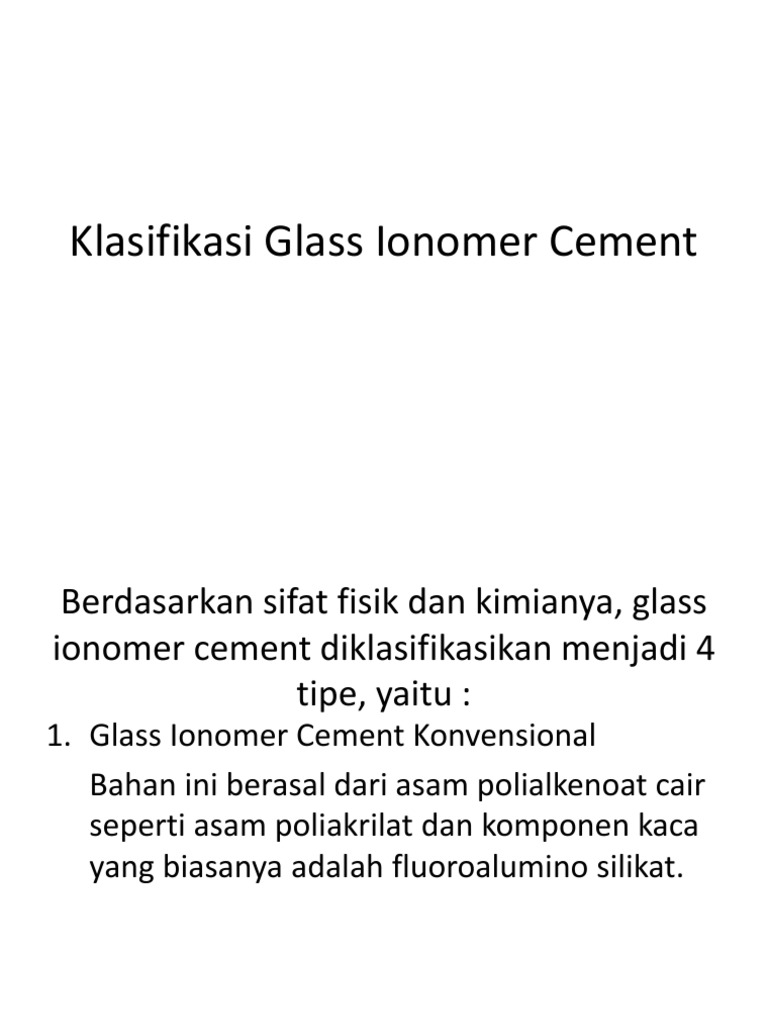 Klasifikasi Glass Ionomer Cement PDF