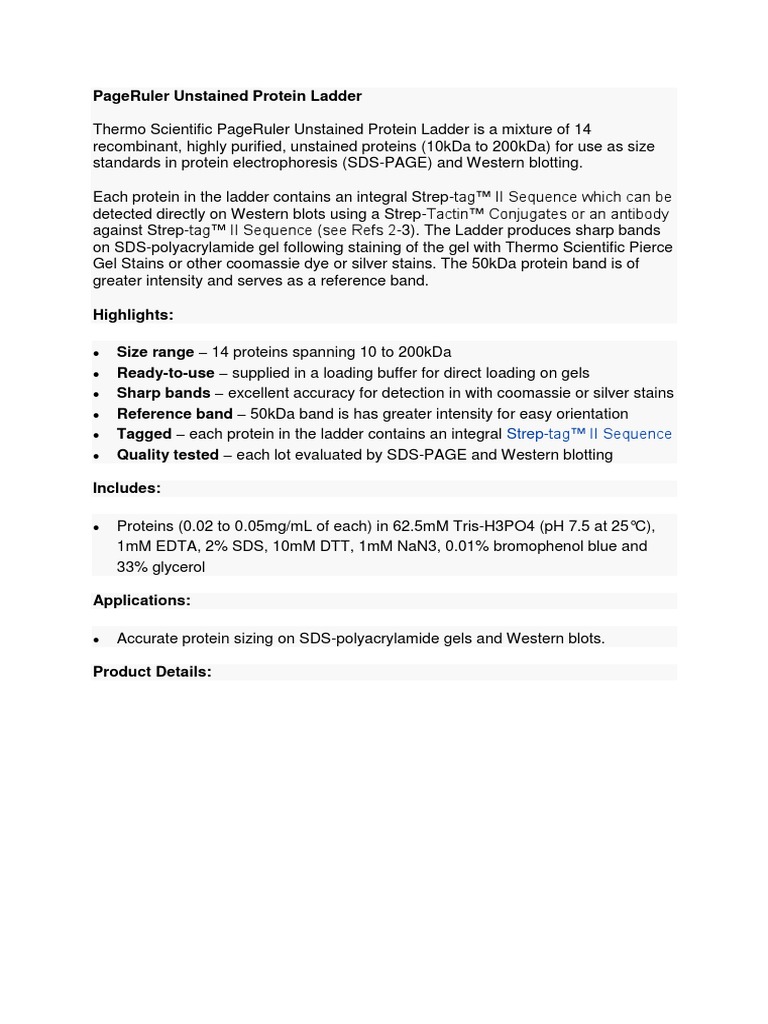 PageRuler Unstained Protein Ladder PDF