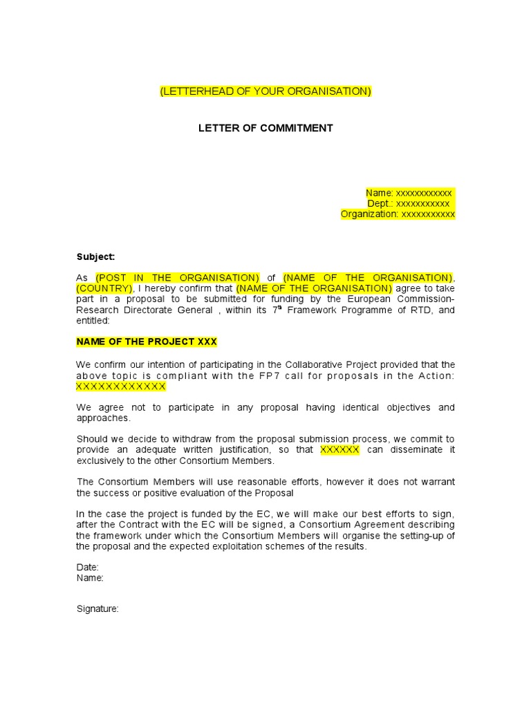 Letter of Commitment | PDF