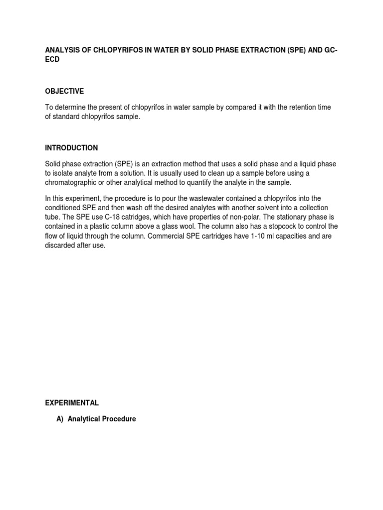 Spe:solid Phase Extraction | PDF