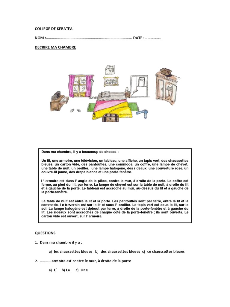 Description de ma chambre | PDF | Art | Jeunes adultes