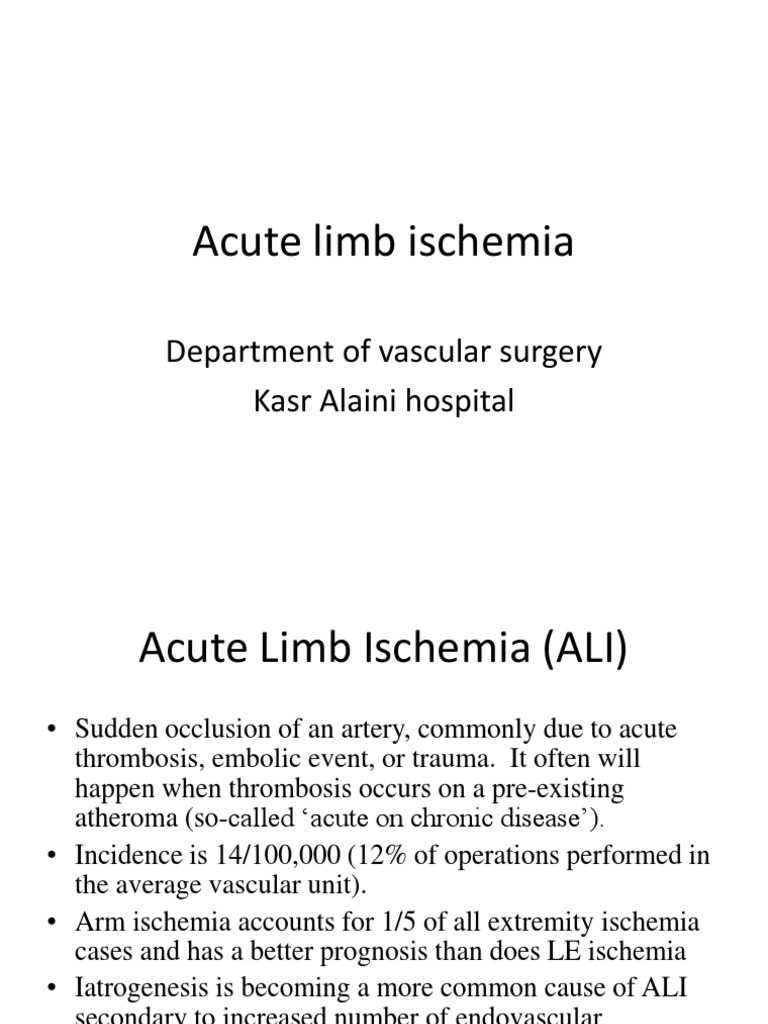Acute Limb Ischemia | PDF | Ischemia | Thrombosis