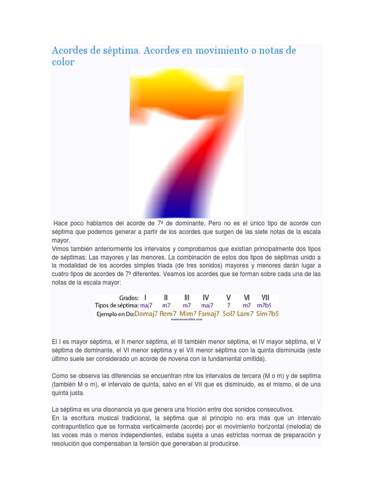 Acordes de Séptima en la Escala Mayor | PDF | Acorde (Música ...