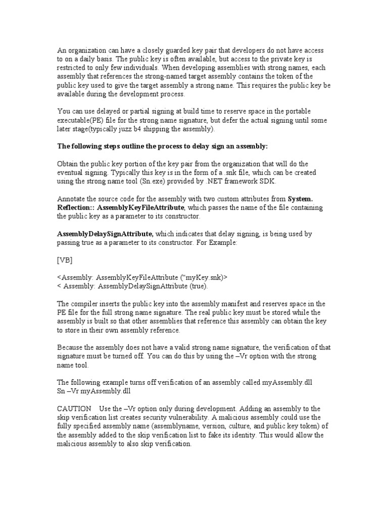 Delay Signing of Assemblies | PDF | Public Key Cryptography ...