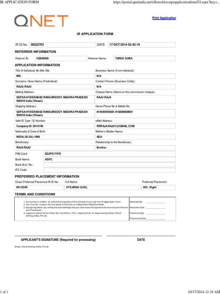 Ir Application Form For Scam Qnet | PDF | Business | Computing And ...