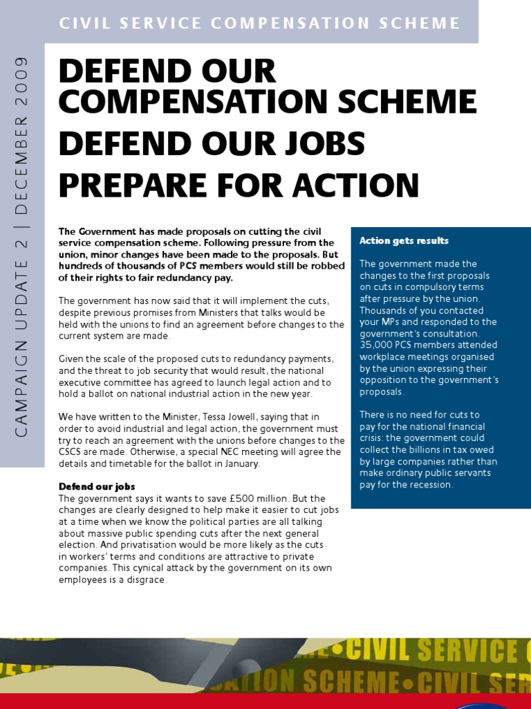 Civil Service Compensation Scheme Campaign Update 2 December 2009