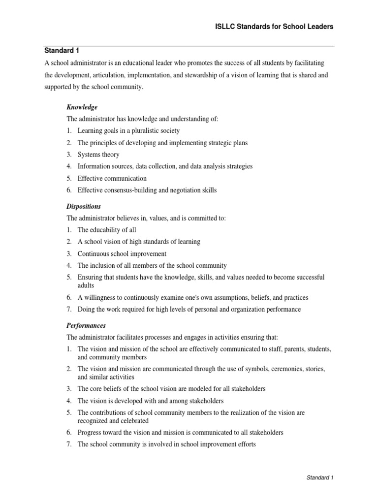 ISLLC Standards (Complete) | PDF | Community | Leadership