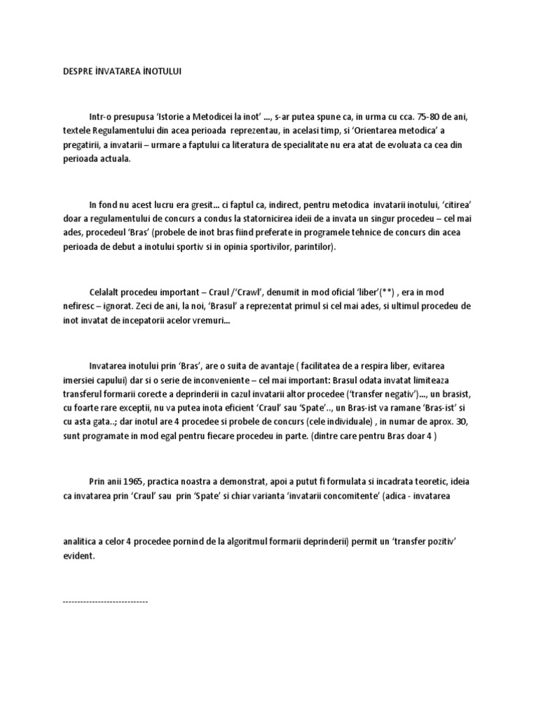 Despre İnvatarea İnotului PDF | PDF