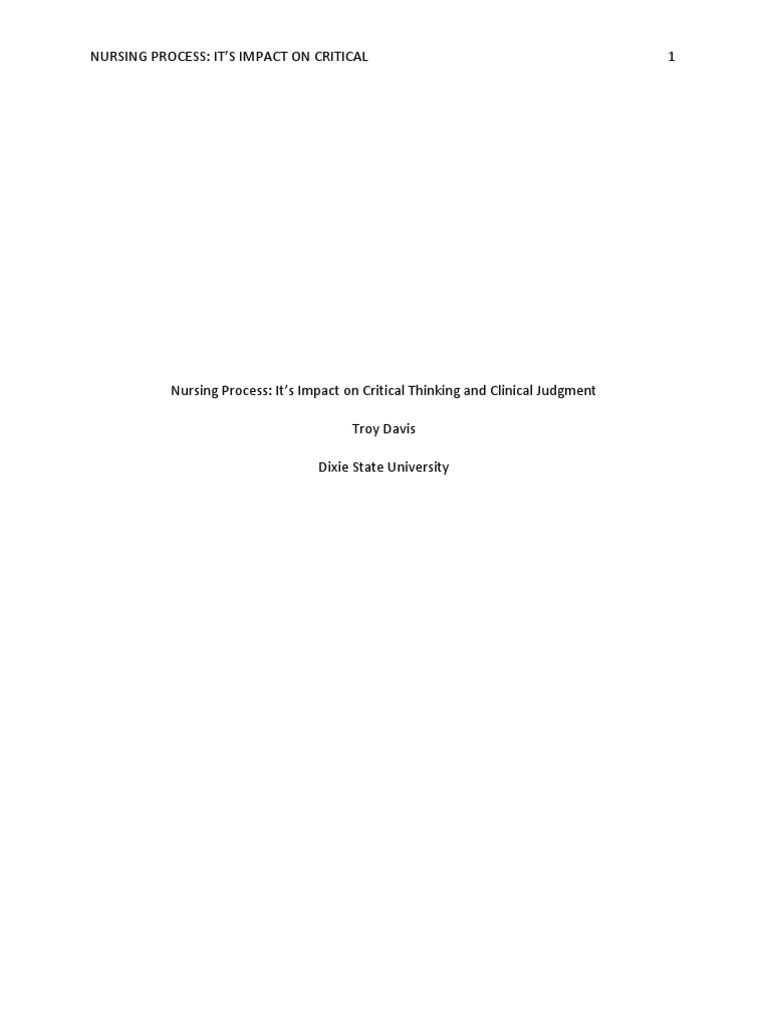 apa paper 2nd semester Critical Thinking Nursing