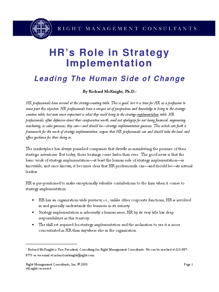 HR Role in Strategy Implemnetation | PDF | Strategic Management | Human ...