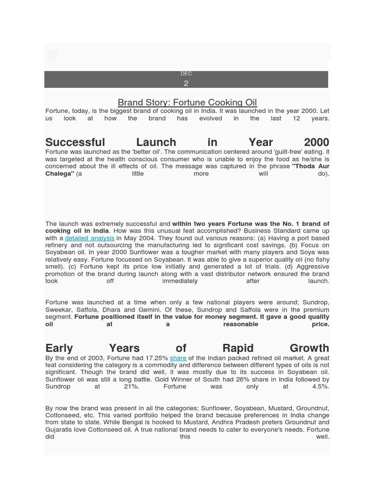 Fortune Oil | PDF | Brand | Marketing
