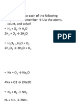 Part C: Balance Each of The Following Equations. Remember List The Atoms, Count, and Solve! - H + O H O 2H + O 2H O - H O H O + O 2H O 2H O + O