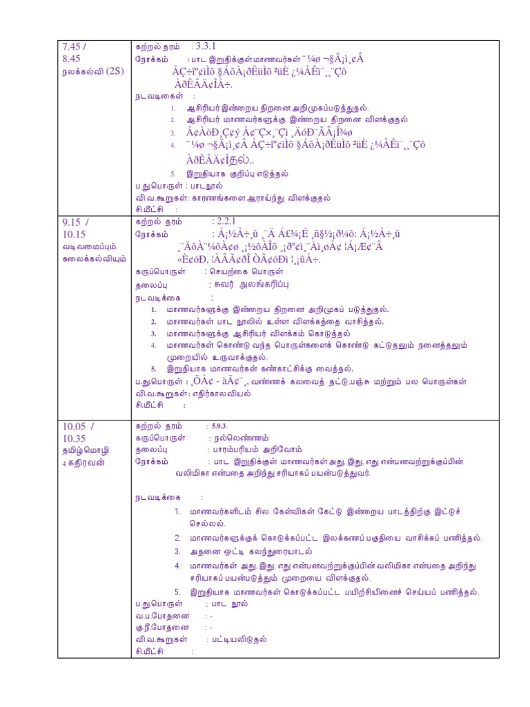 Tamil Lesson Plan PDF