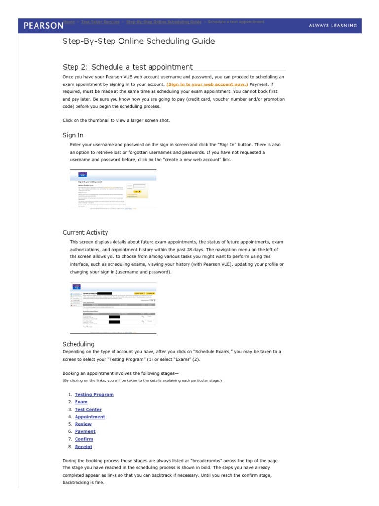 Pearson VUE StepByStep Online Scheduling Guide.pdf Payments Debit