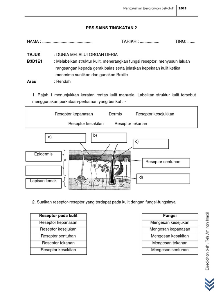 Latihan Sains Tingkatan 2 Bab 1  PDF