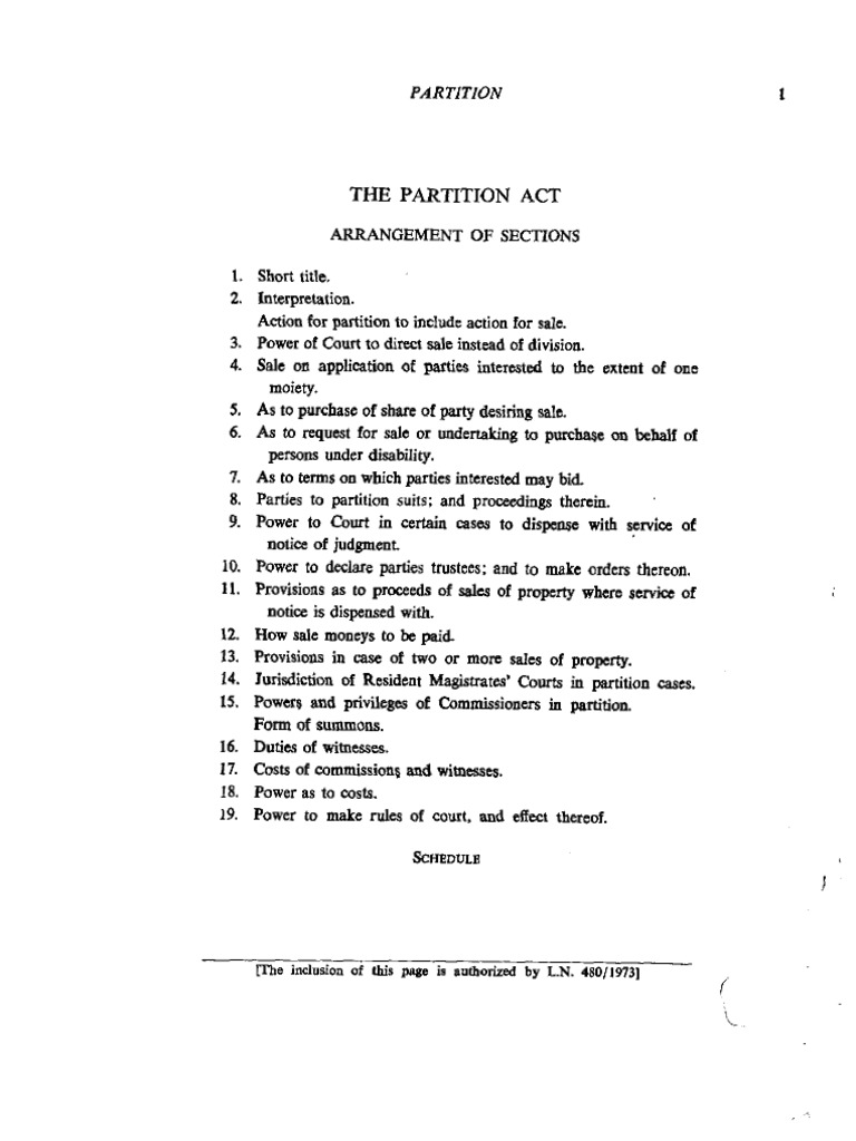 Partition Act PDF Summons Lawsuit