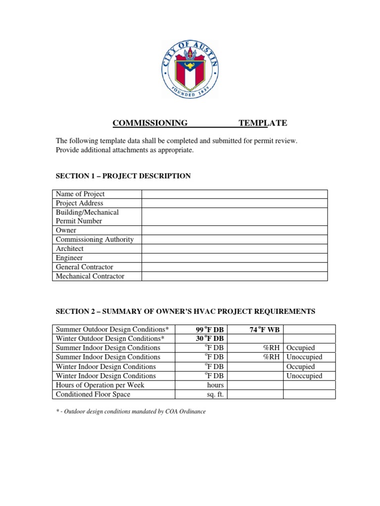 HVAC Commissioning Form Template | PDF | Request For Information ...