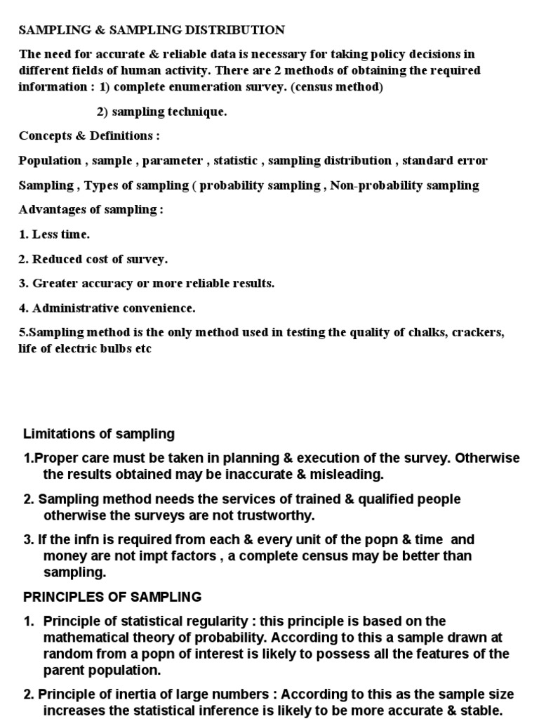 Sampling & Sampling Distribution The Need For Accurate & Reliable | PDF ...