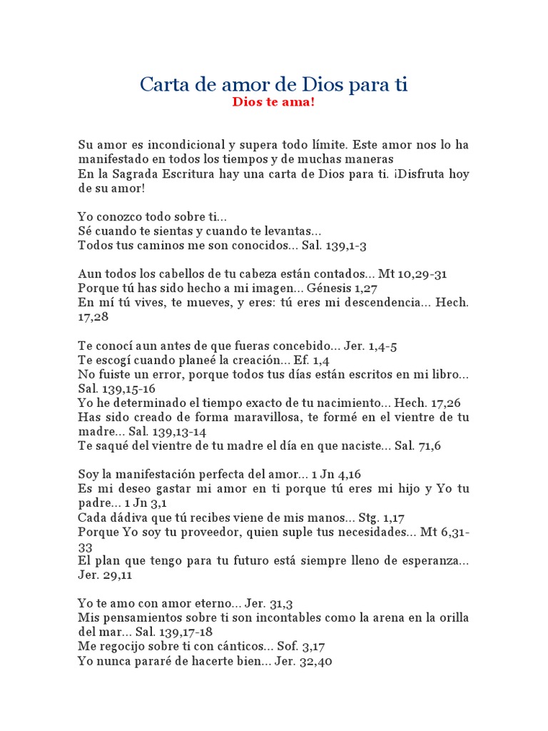 Carta de amor de Dios para ti | PDF | Filosofía cristiana | Amor