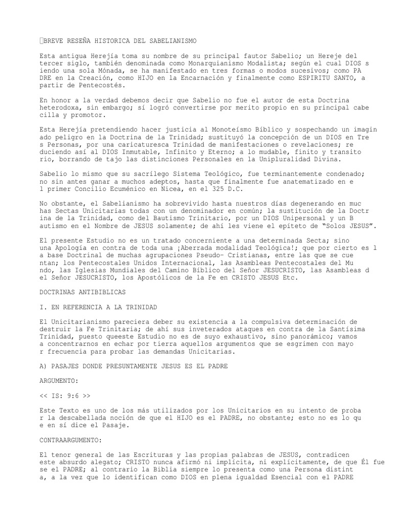 Sabelianismo Estudio Biblico Bautismo Trinidad