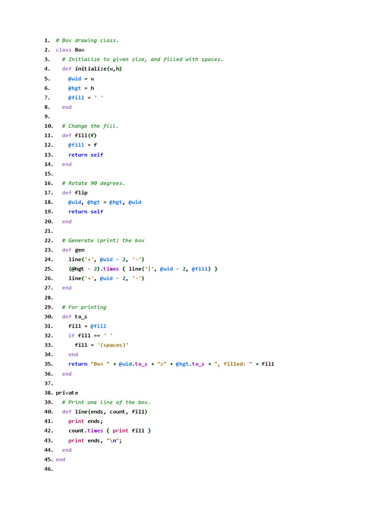 Ruby Box Drawing Class Code | PDF