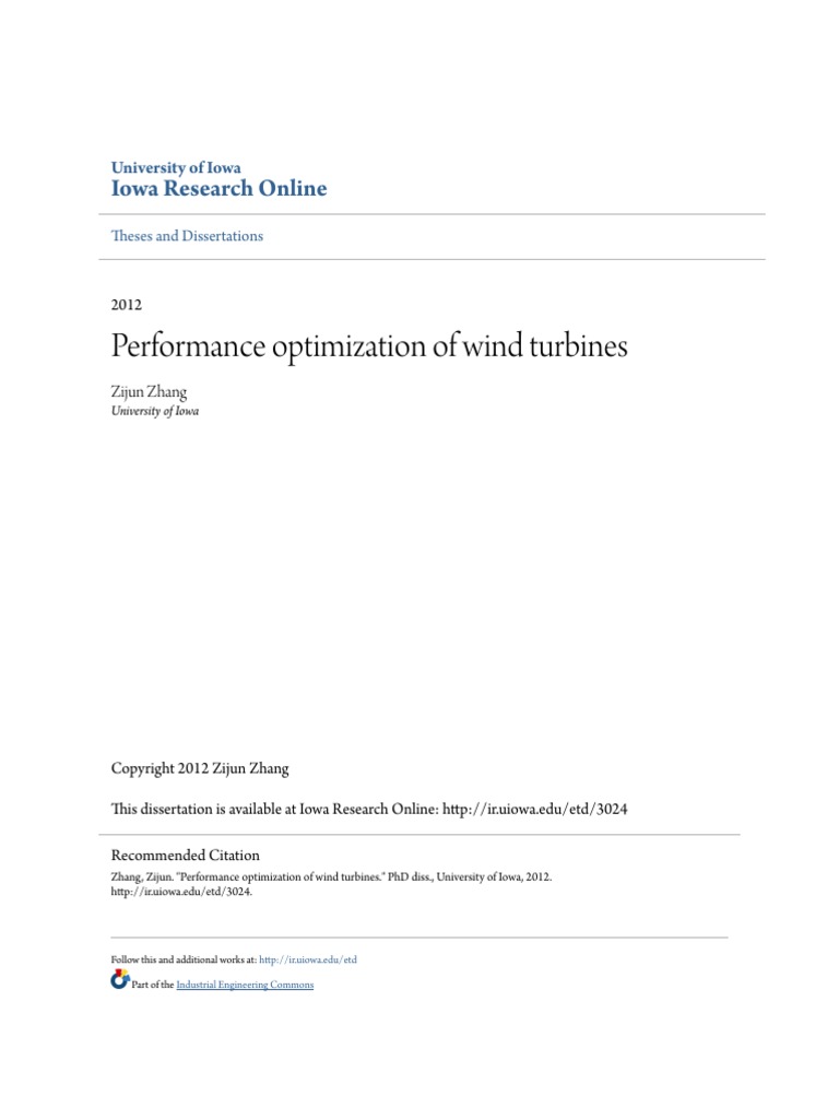 Performance Optimization of Wind Turbines | PDF | Wind Power ...