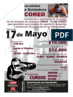 CURSO SOLDADURA FLUX CORED Inicio 17 de Mayo 2014 PDF