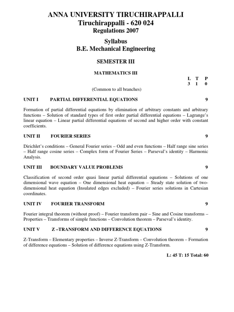 Anna University Mechanical Engineering Syllabus | PDF | Beam (Structure ...