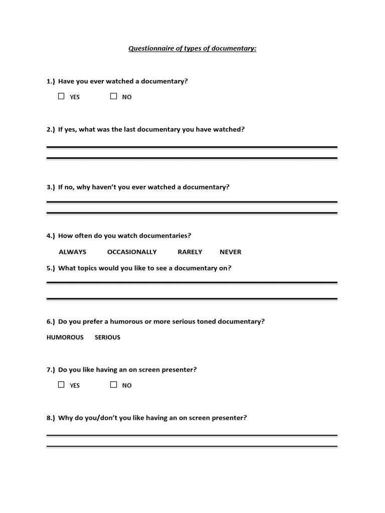 Documentary Viewing Preferences Survey | PDF | Art