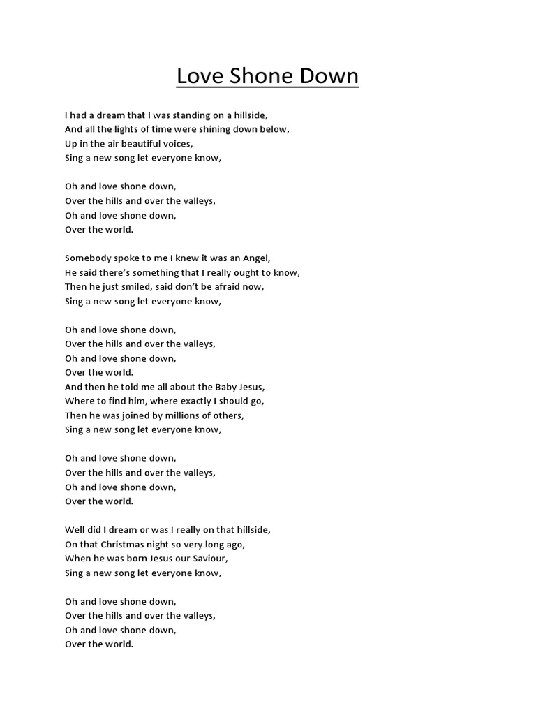 Love Shone Down Lyrics